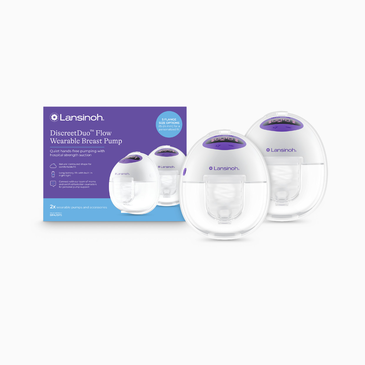 Lansinoh DiscreetDuo Flow Wearable Breast Pump.