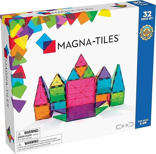 MAGNA-TILES Classic 32-Piece Magnetic Construction Set.