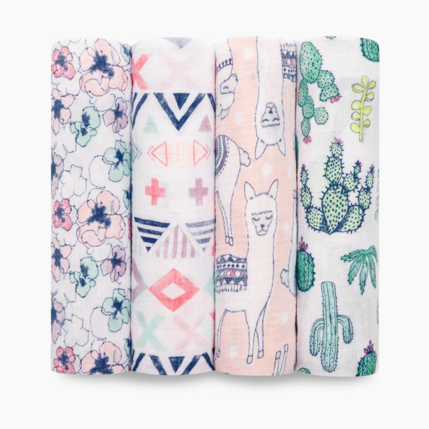 Aden + Anais Cotton Muslin Swaddle 4-Pack - Trail Blooms.