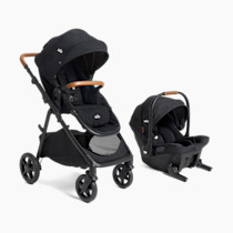 Joie Ginger and Mint Latch Travel System – 4-in-1 Travel System with Base-Free Infant Car Seat & Stroller, Built-in Latch for Easy Install and an Included All-Terrain Stroller (Shale Dark)