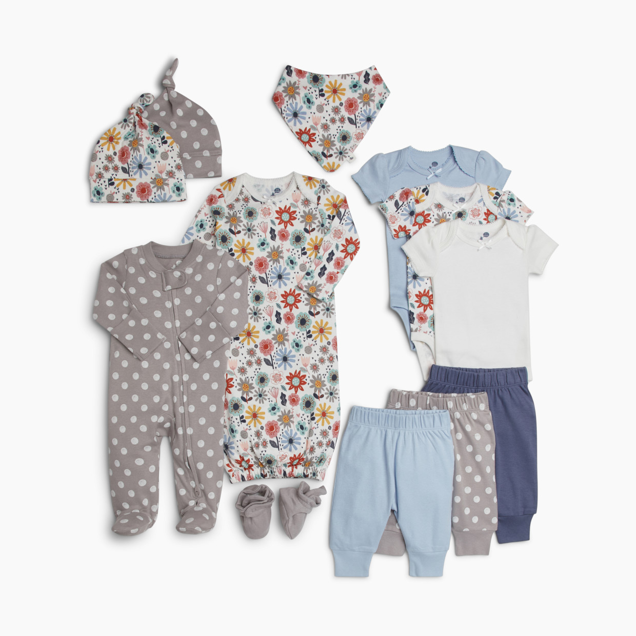 Small Story 12-Piece Essentials Layette Set - Dusty Floral, 0-3 M.