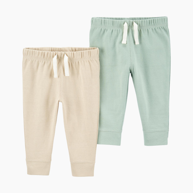 Carter's 2-Pack Pull-On Pants - Green/Tan, 9 M.