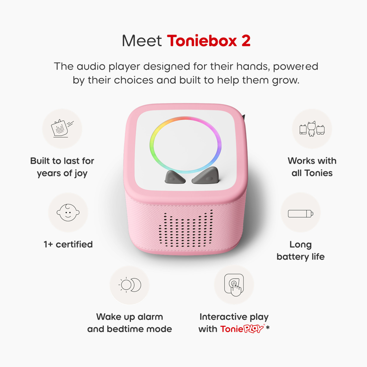tonies Toniebox 2 Starter Set, Toddler 1+ - Playtime Puppy Toniebox 2 Starter Set -Cloud Pink.