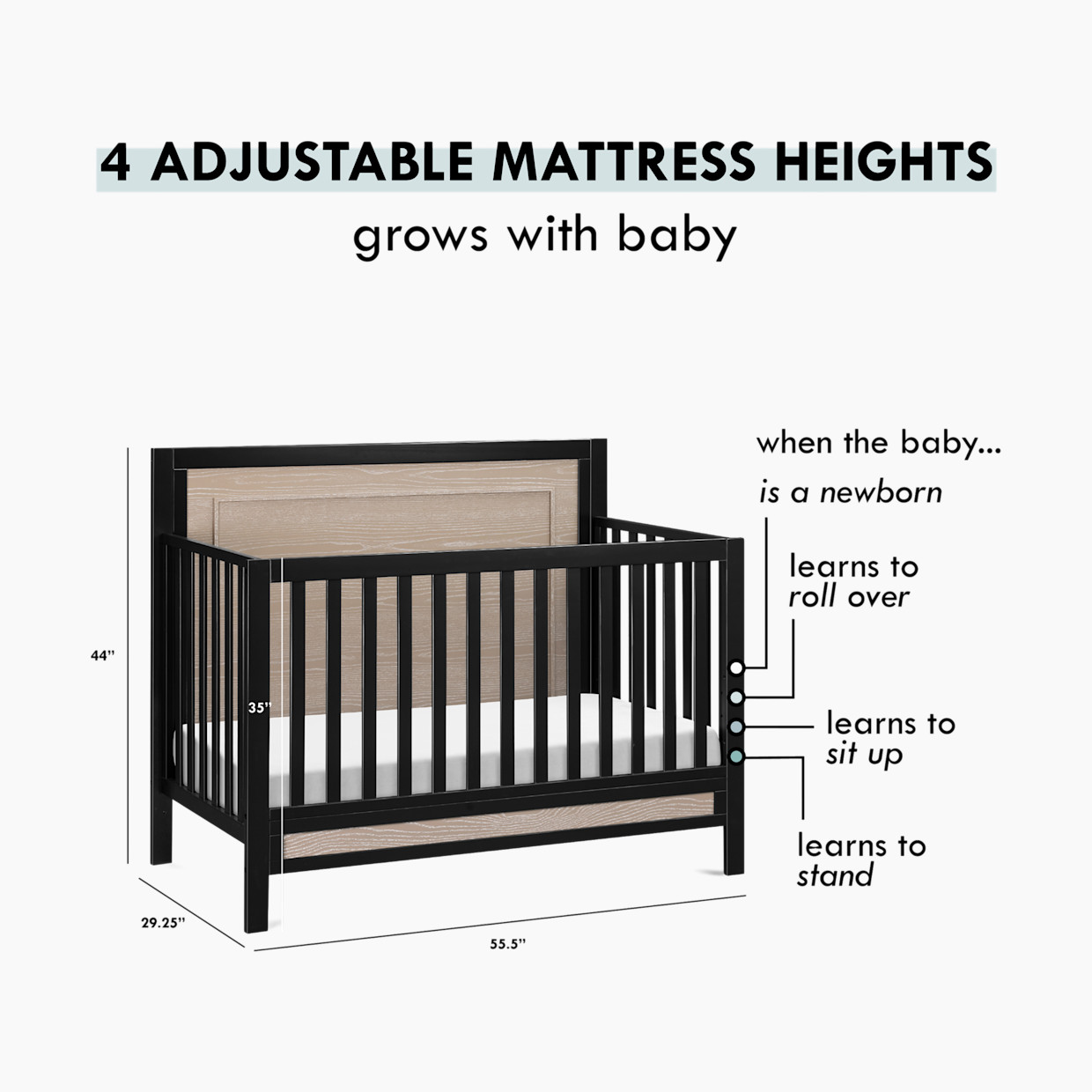 Carter's by daVinci Radley 4-in-1 Convertible Crib - Ebony/Coastwood.