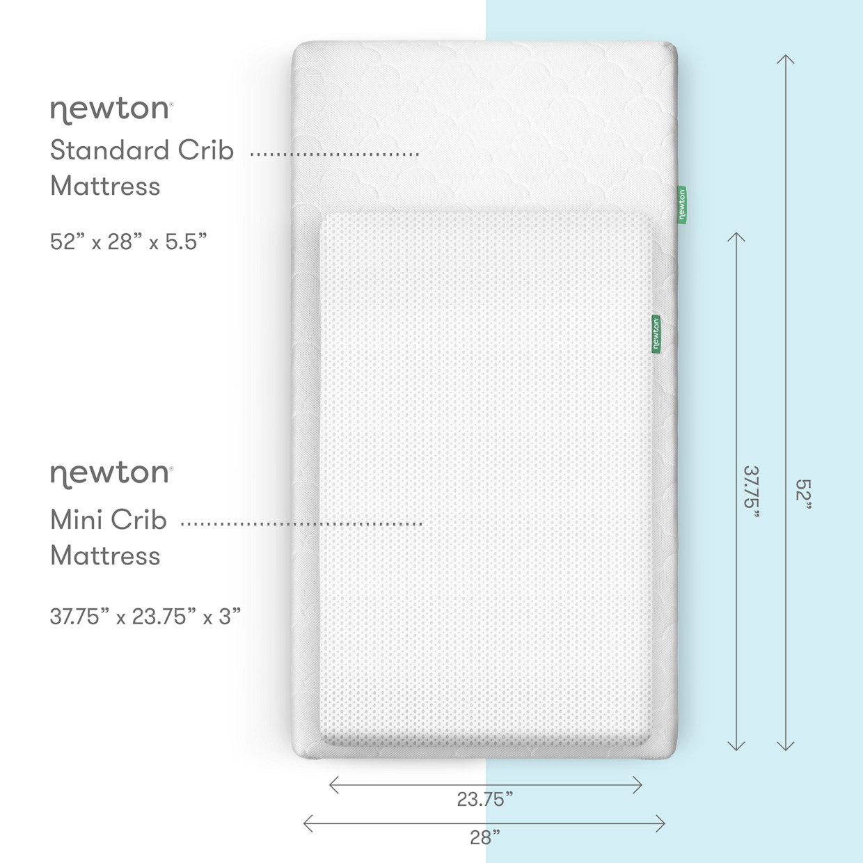 Newton Baby Mini Crib Size Breathable Mattress - White.