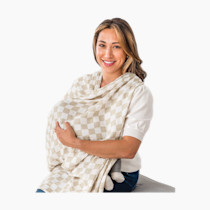 Itzy Ritzy Breastfeeding Boss Multi-Use Cover – A Nursing Cover, Swaddle, Car Seat Cover, Tummy Time Mat & Burp Cloth All in One – Made of Soft Muslin Fabric & Measures 47” x 47” (Checkerboard)