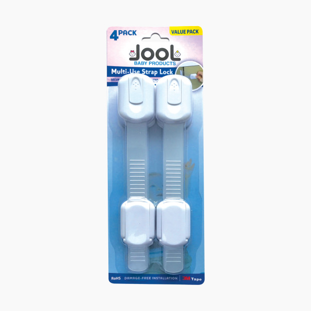 Jool Baby Multi-Purpose Adhesive Child Safety Strap (4-Pack) - White.