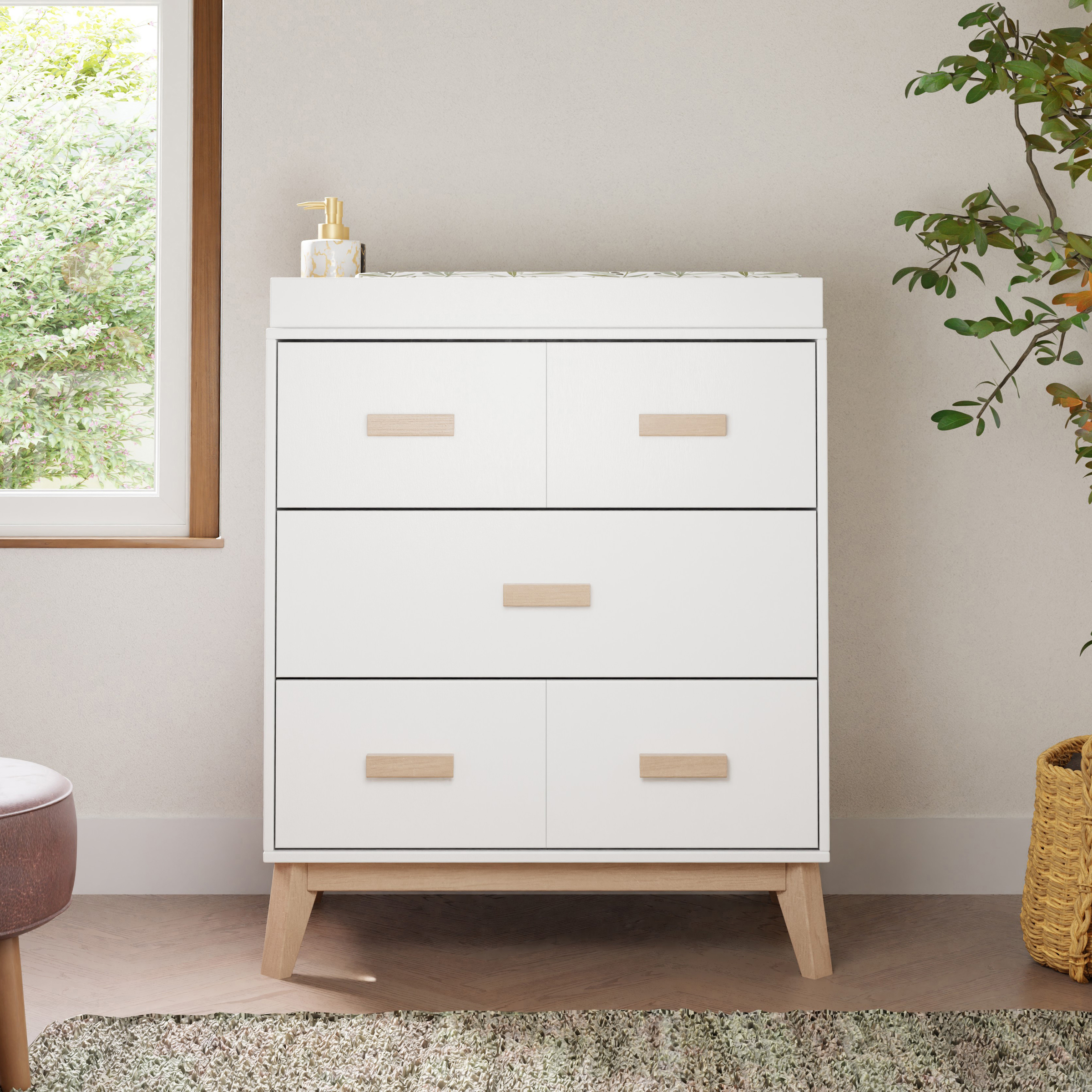 babyletto Scoot 3-Drawer Changer Dresser with Removable Changing Tray.