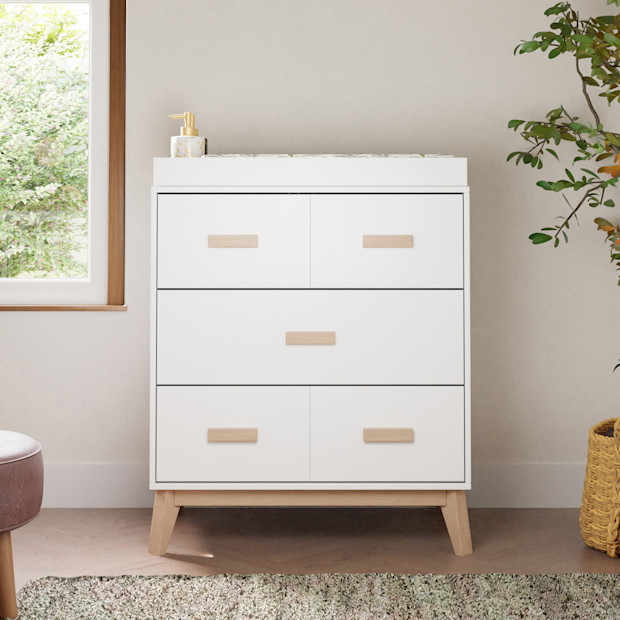 babyletto Scoot 3-Drawer Changer Dresser with Removable Changing Tray.