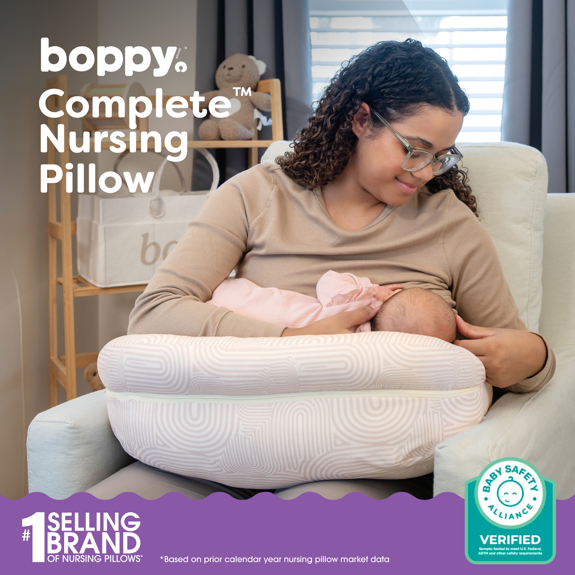 Boppy Complete Nursing Pillow - Oat Retro Arches.