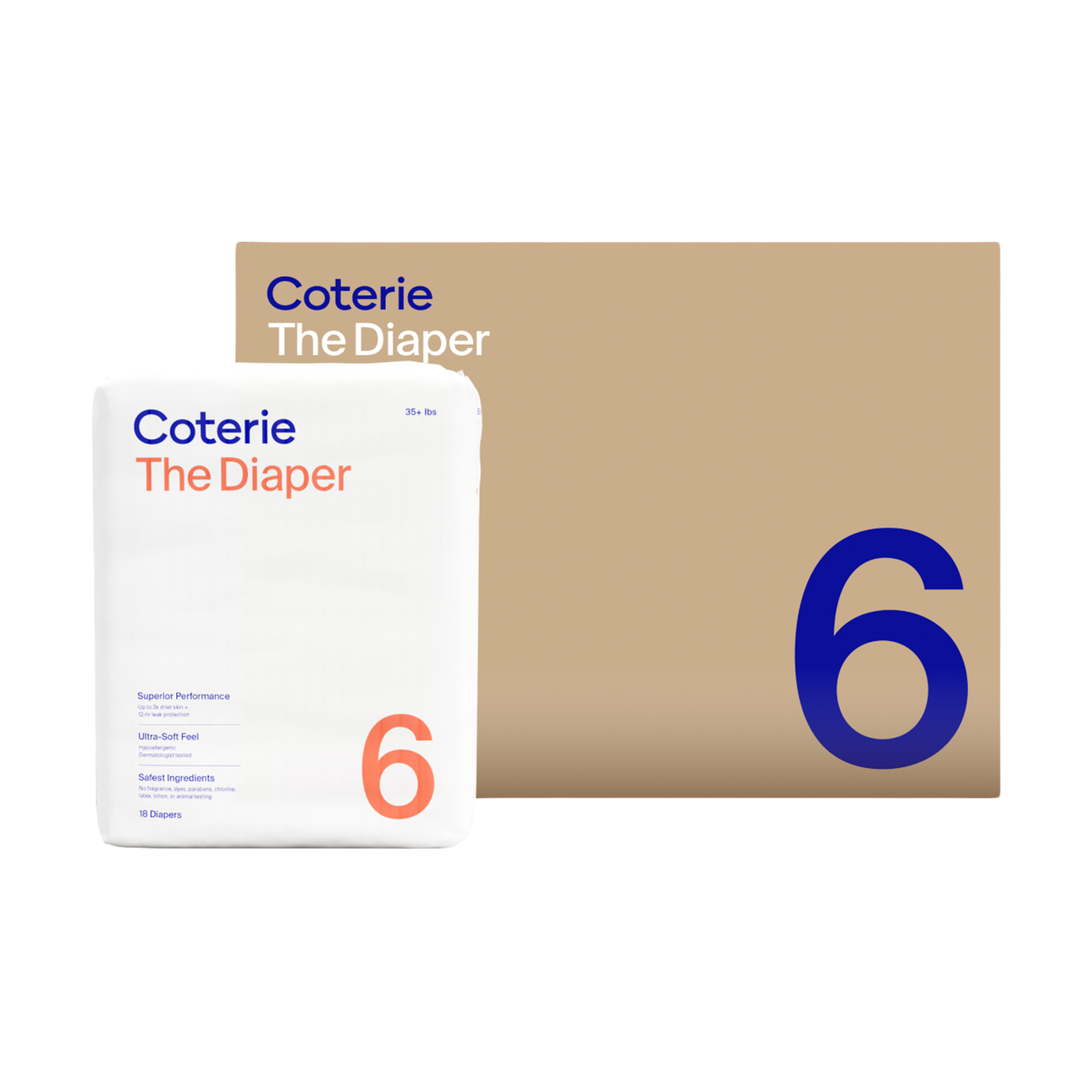 Coterie Ultra Soft Diapers, Monthly Supply Size 6, 108 Count