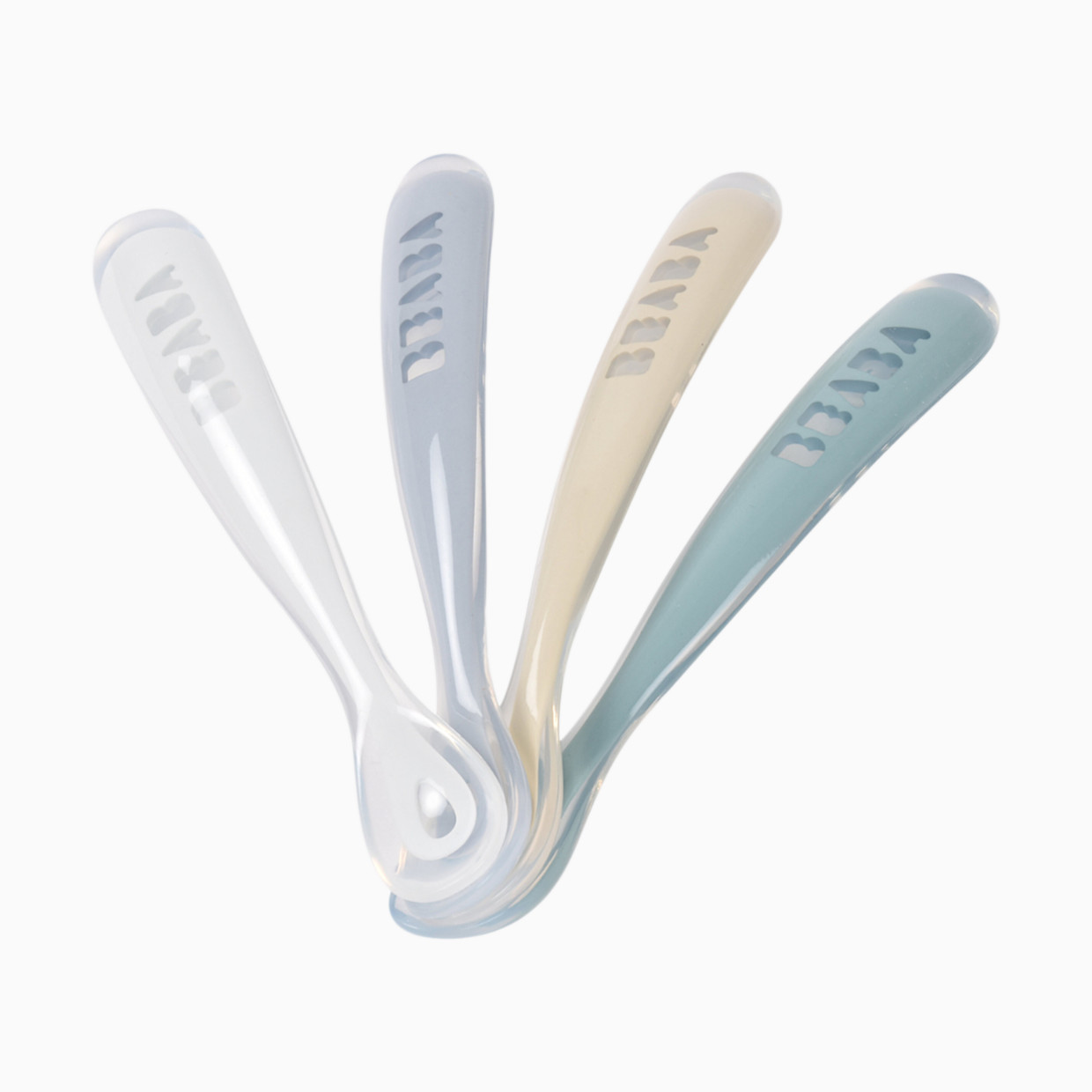 Beaba Baby's First Foods Silicone Spoons (Pack of 4) - Pebble.