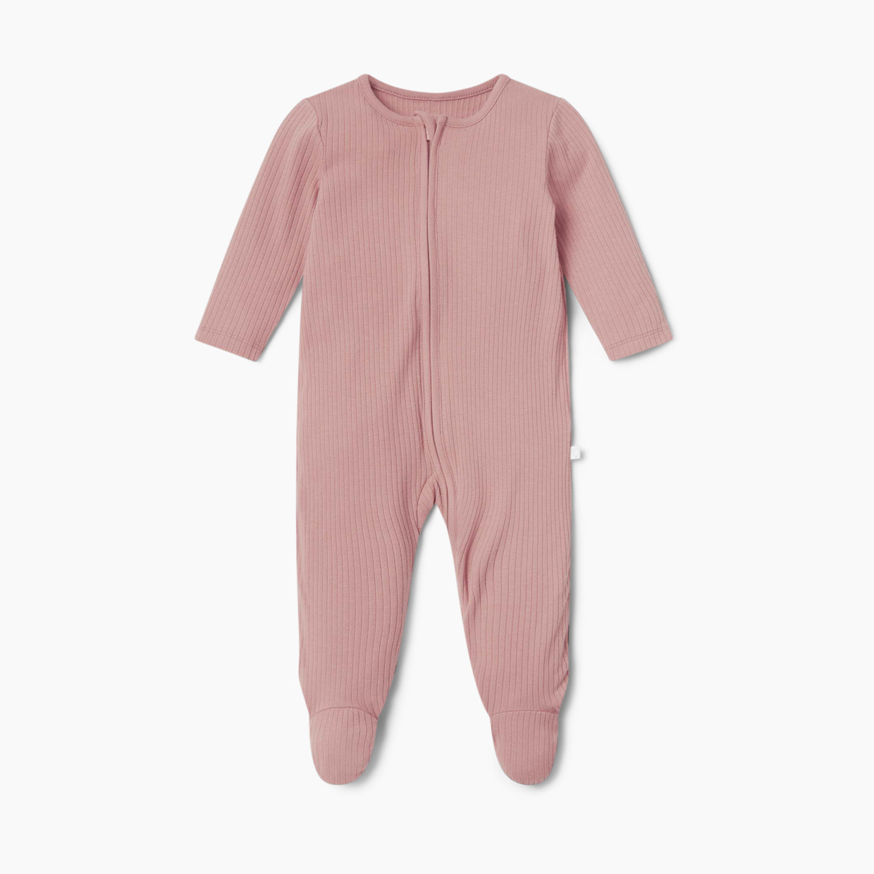 MORI Ribbed Clever Zip Footed Baby Pajamas - Ribbed Rose, 3-6 M ...
