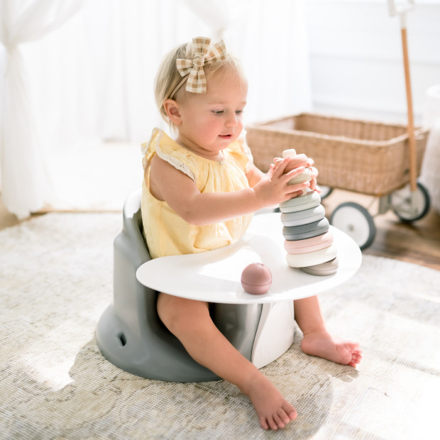 Upseat Baby Floor & Booster Seat with Tray - Grey.
