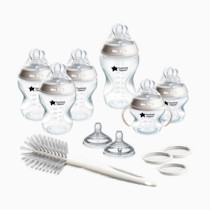 Tommee Tippee Natural Start 12 Piece BPA Free Bottle Set, Includes 2 x 5 oz, 3 x 9 oz, 1 x 11 oz Bottles, Newborn 0+ Months, Slow, Medium & Thicker Flow Breast-Like Nipples, Cleaning Brush, Clear
