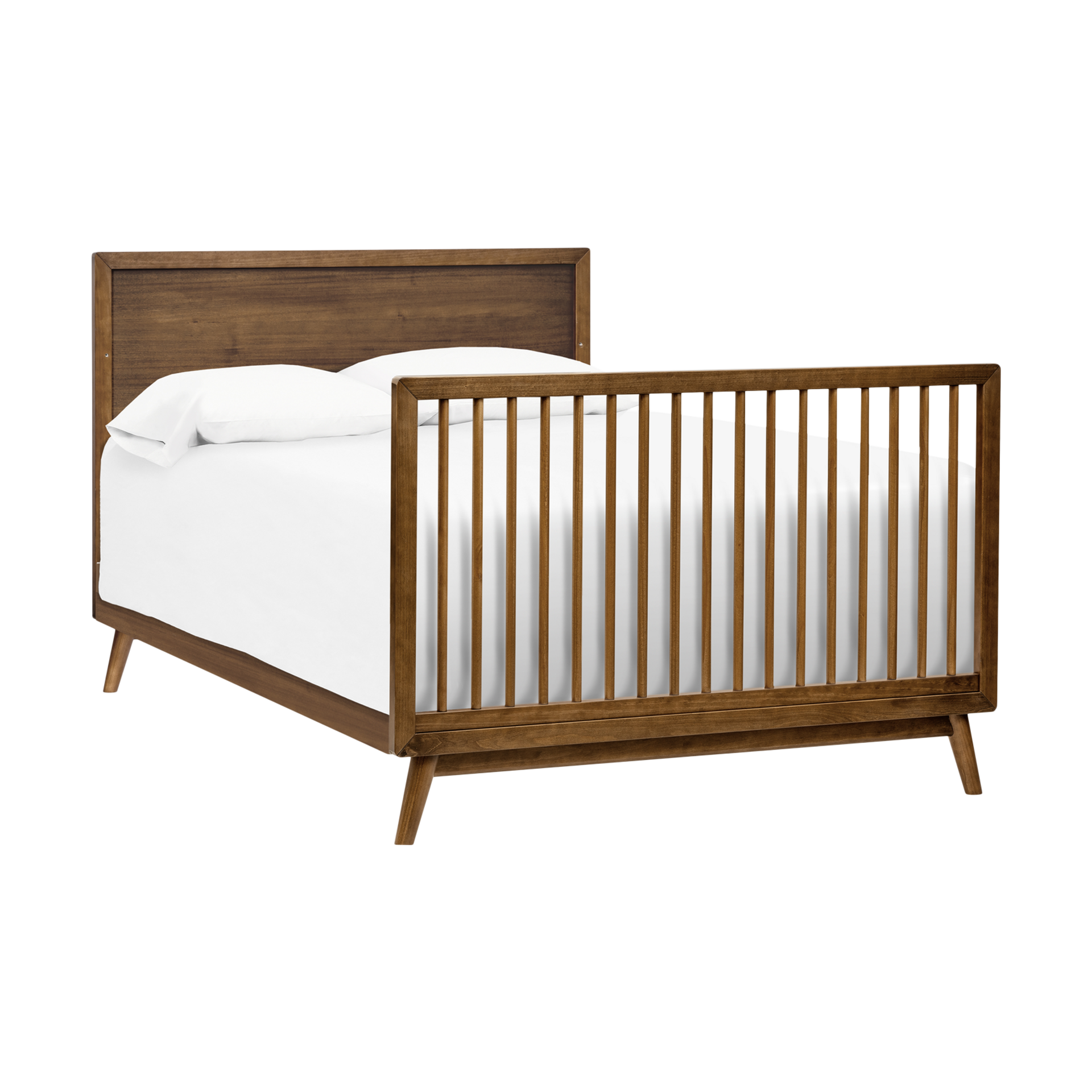 babyletto Palma 4-in-1 Convertible Crib with Toddler Bed Conversion Kit - Natural Walnut.