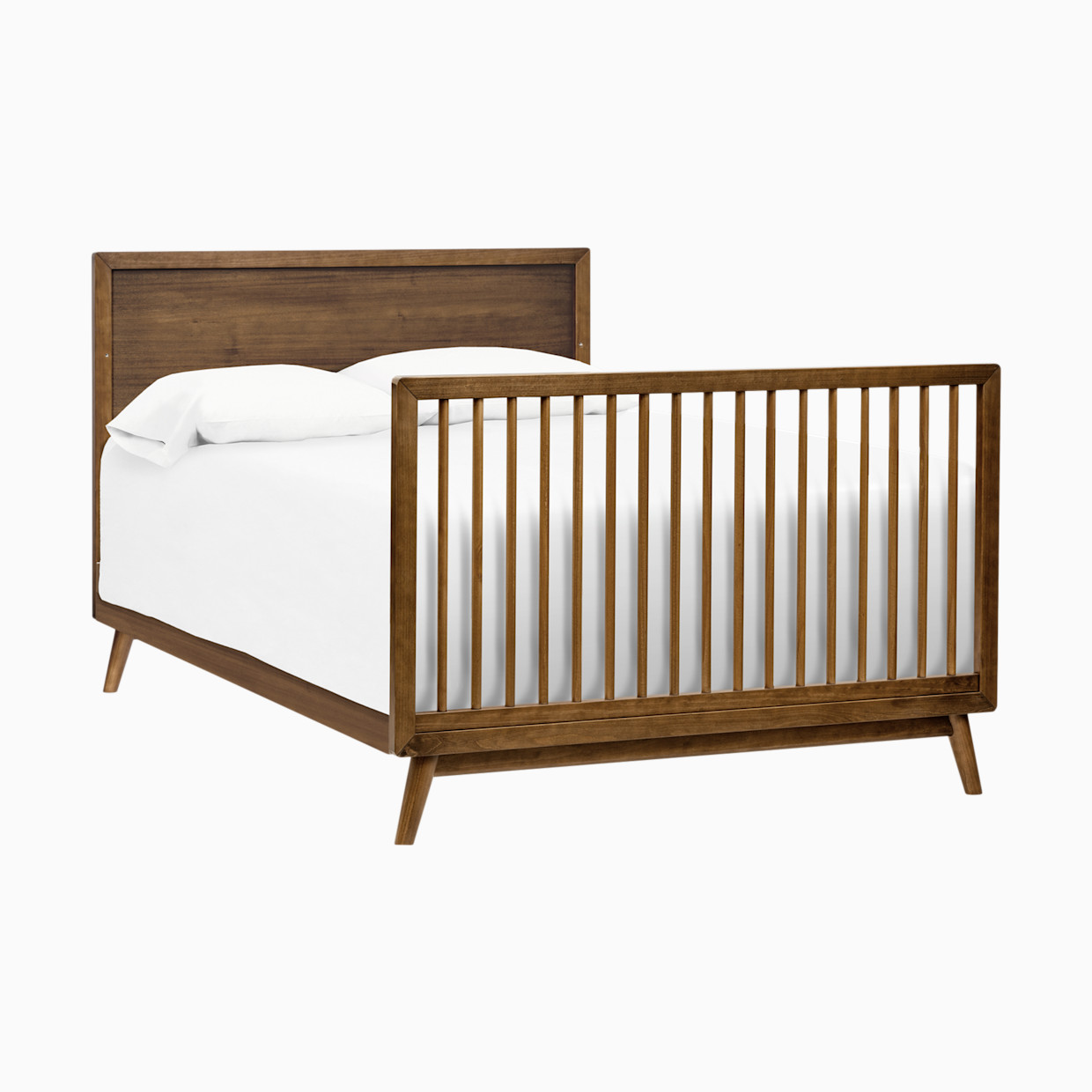 babyletto Palma 4-in-1 Convertible Crib with Toddler Bed Conversion Kit - Natural Walnut.