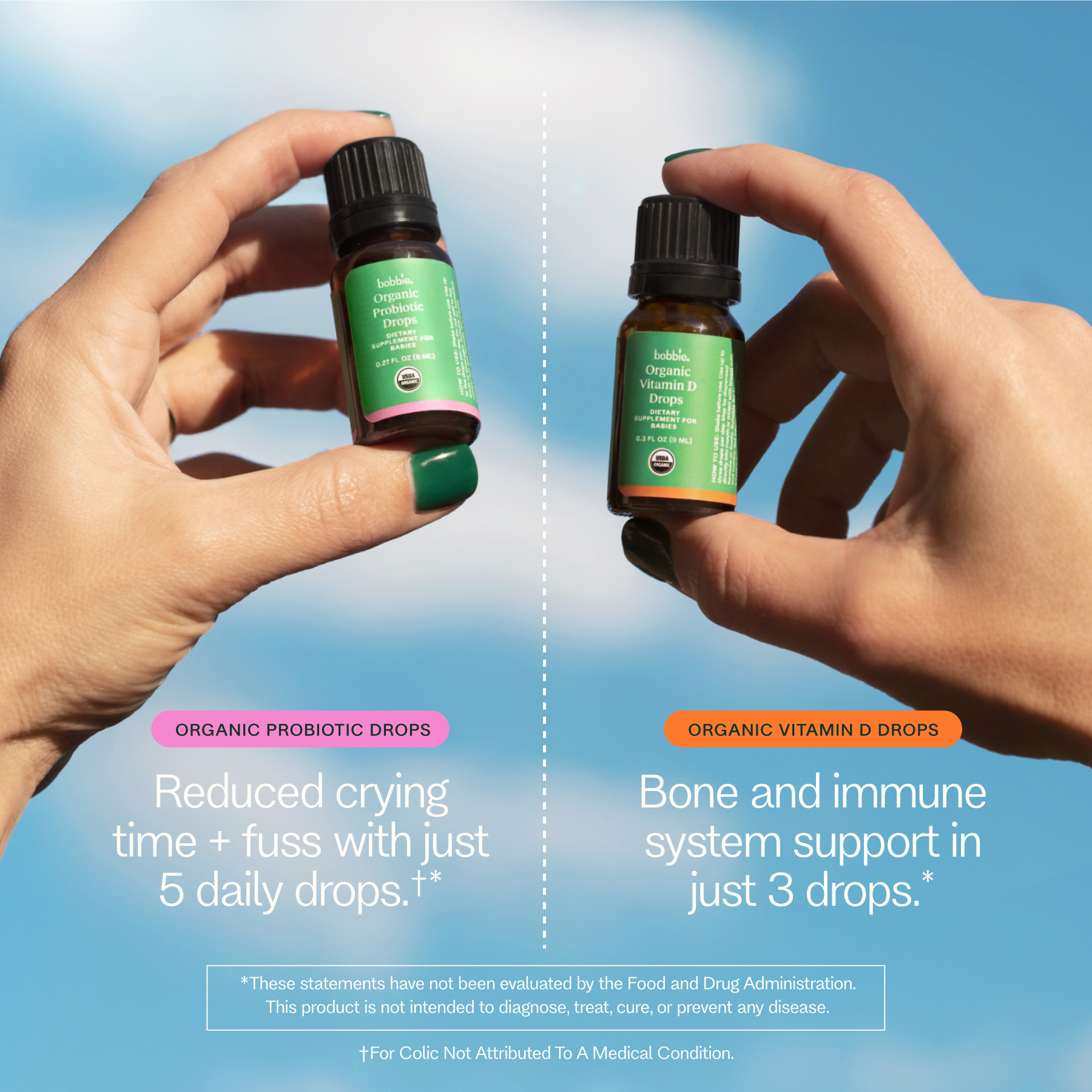 Bobbie Boosties Bundle - Organic Vitamin D and Probiotic Drops.