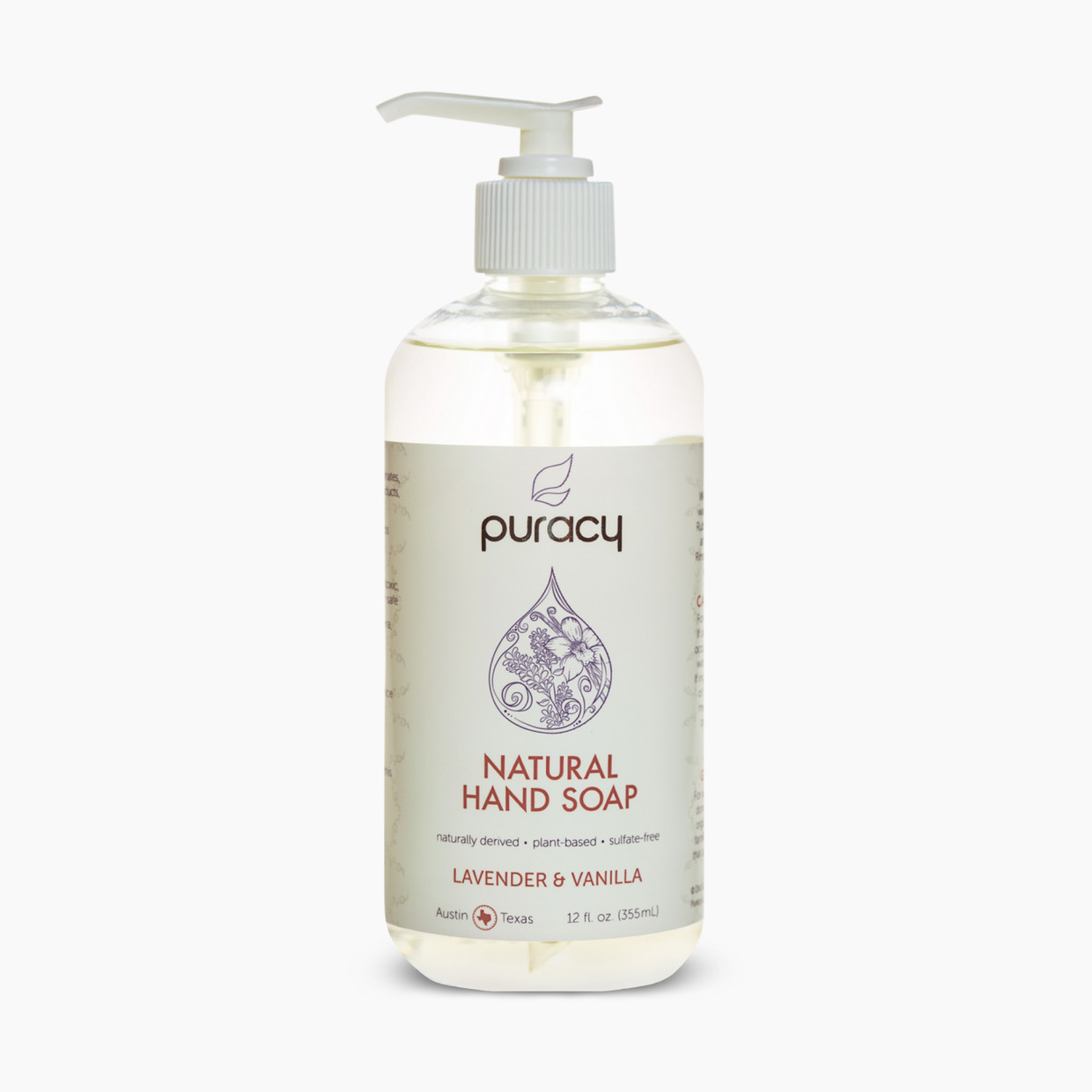 Puracy Natural Liquid Hand Soap - Lavender & Vanilla, 12 Oz.