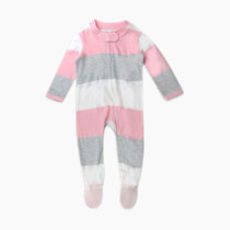 HonestBaby Baby Girls' Sleep and Play Footed Pajamas One-Piece Sleeper Jumpsuit Zip-front Pjs Organic Cotton