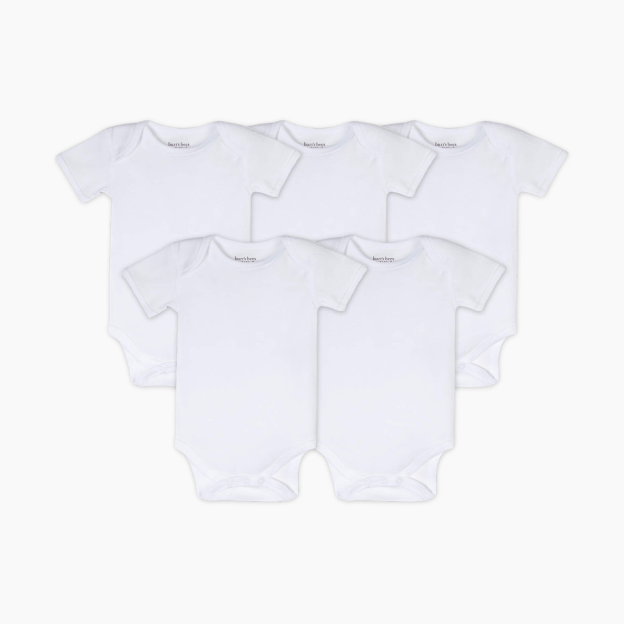 Burt's Bees Baby Organic Short Sleeve Bodysuit (5 Pack) - Cloud, 3-6 M.