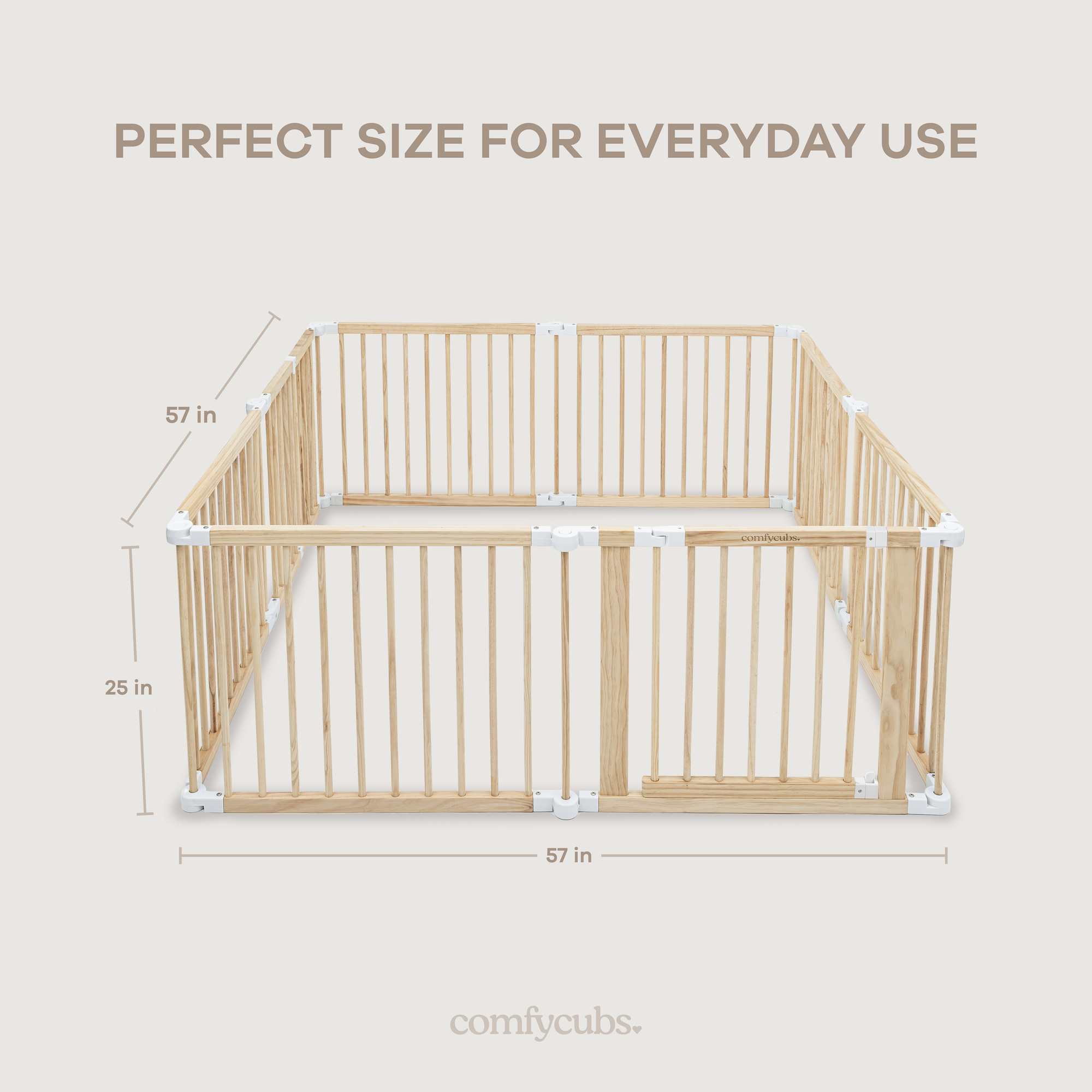 Comfy Cubs Baby Gate Playpen - Foldable with Child-Proof Lock - Natural Wood.