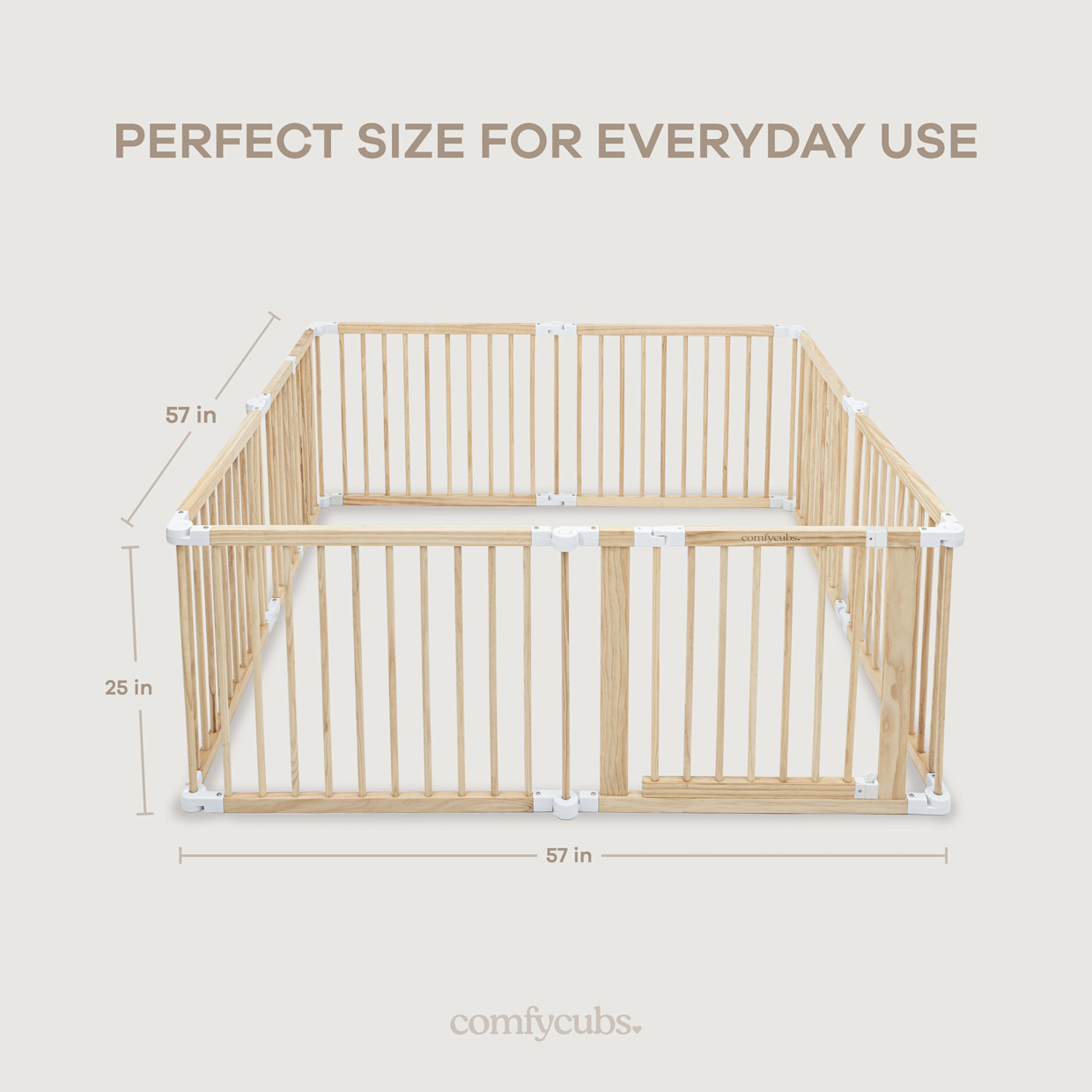 Comfy Cubs Baby Gate Playpen - Foldable with Child-Proof Lock - Natural Wood.
