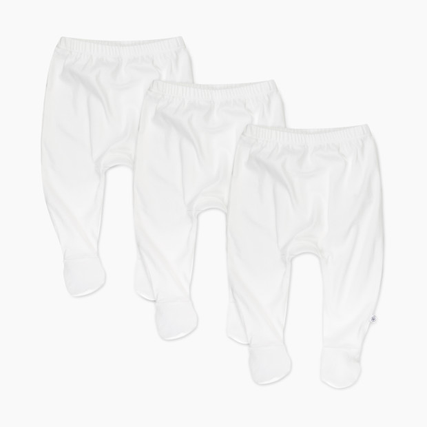 Honest Baby Clothing 3-Pack Organic Cotton Footed Harem Pant - Bright White, 3-6 M.