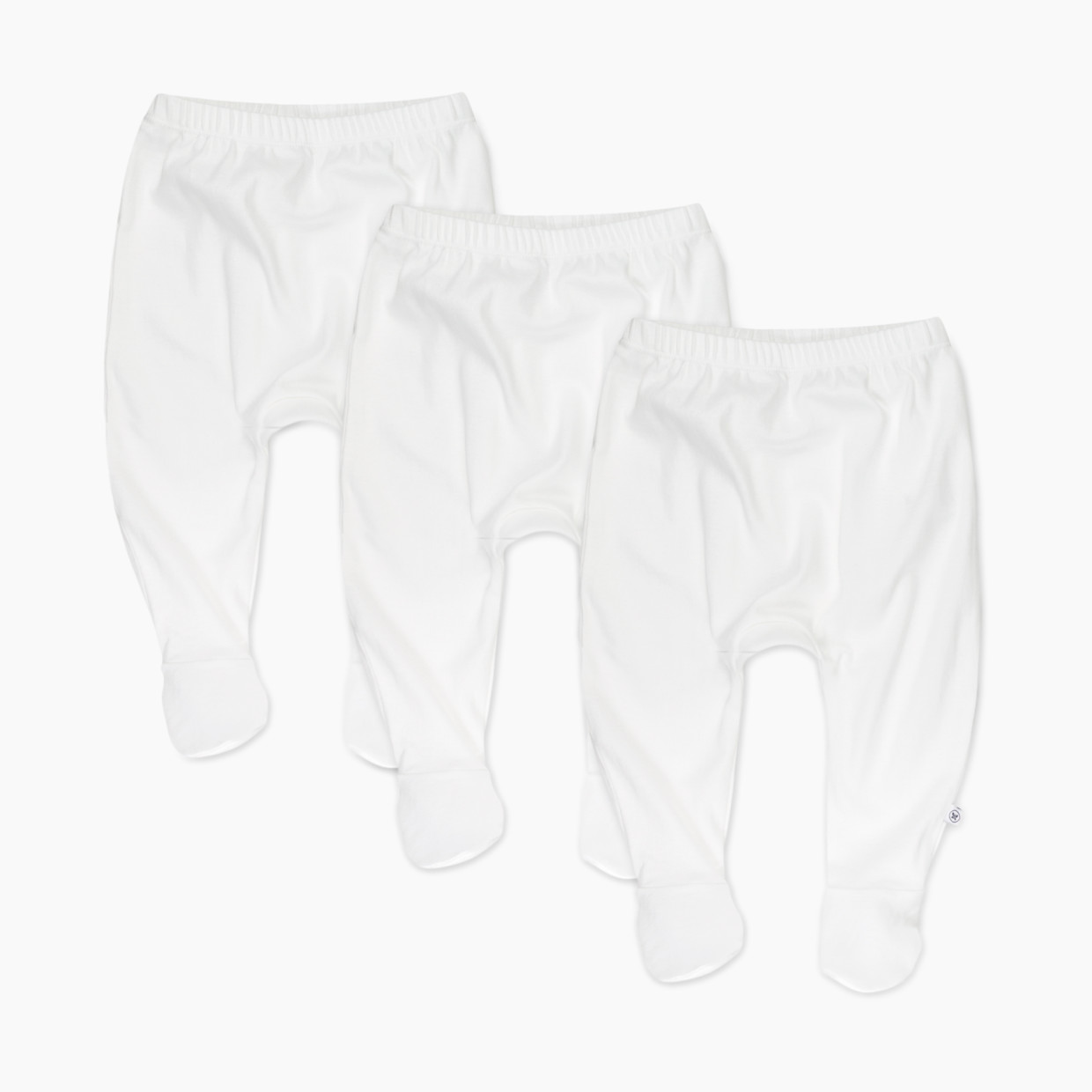Honest Baby Clothing 3-Pack Organic Cotton Footed Harem Pant - Bright White, 0-3 M.