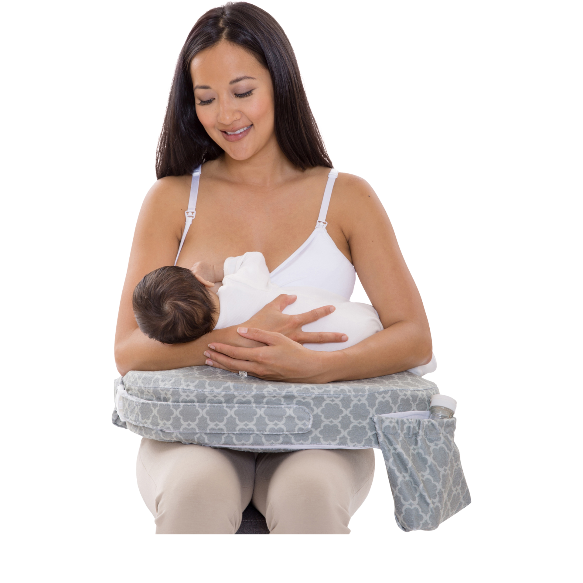 My Brest Friend Deluxe Nursing Pillow Flower Key Gray Babylist Shop