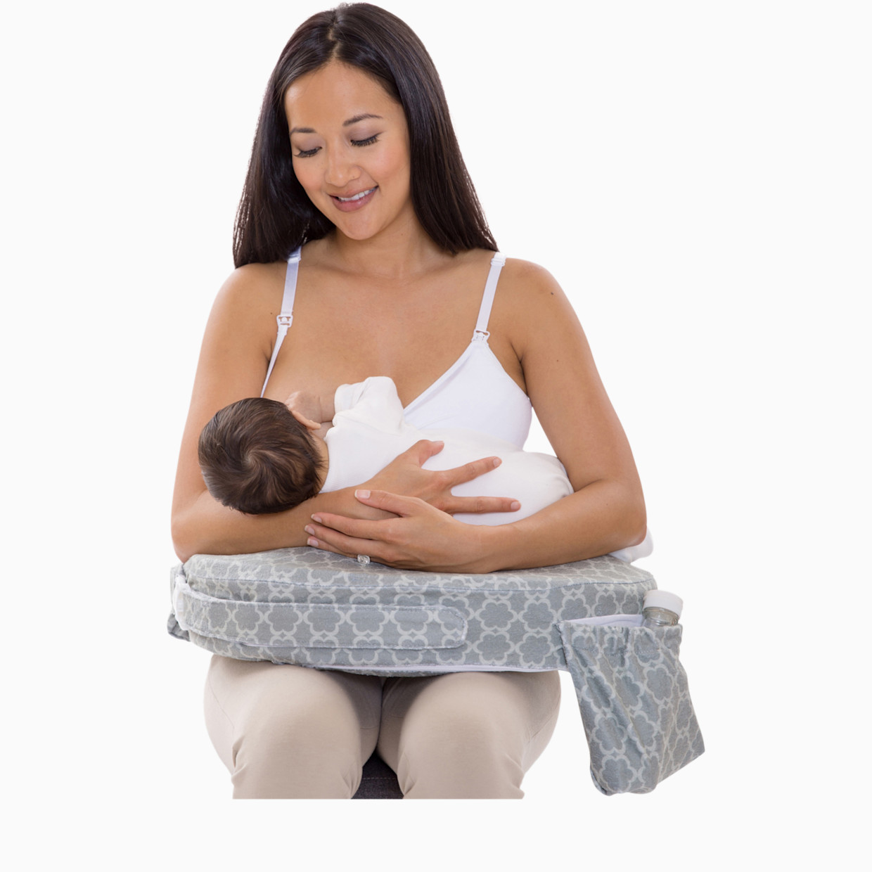 My Brest Friend Deluxe Nursing Pillow - Flower Key Gray.