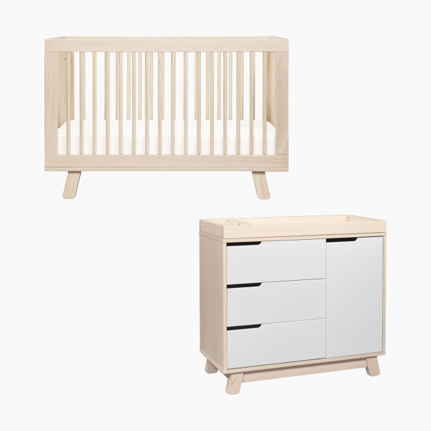 babyletto Hudson Crib & Hudson Dresser Bundle - Natural Crib And Natural/White Dresser.