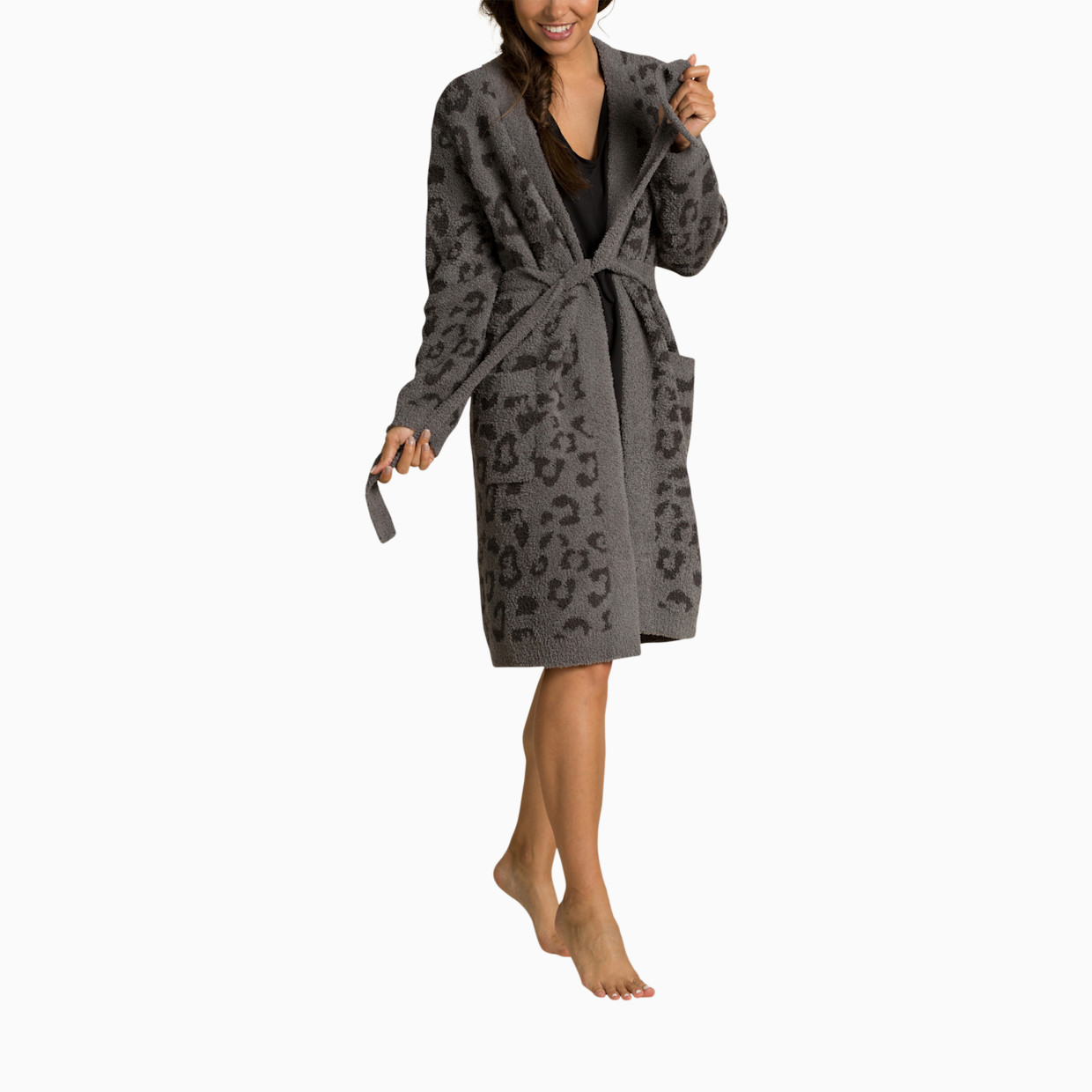 Barefoot Dreams CozyChic Barefoot In The Wild Robe - Graphite/Carbon, L.