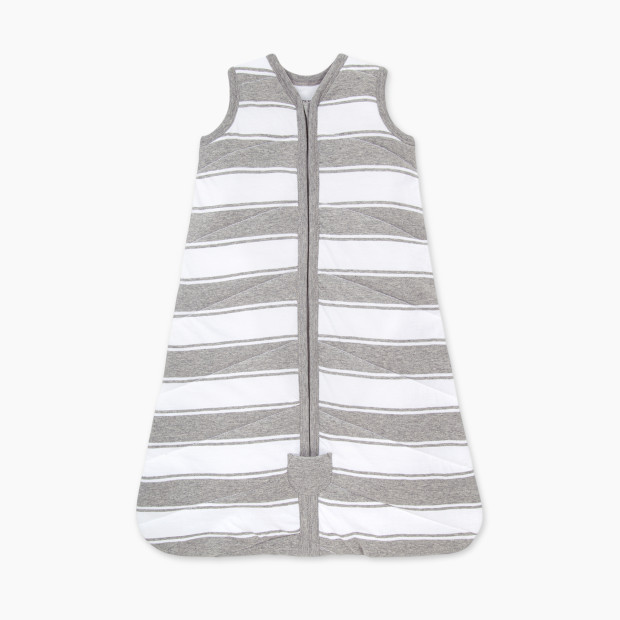 Burt's Bees Baby Quilted Beekeeper Organic Cotton Wearable Blanket - Heather Grey Rugby Peace Stripe, Medium.