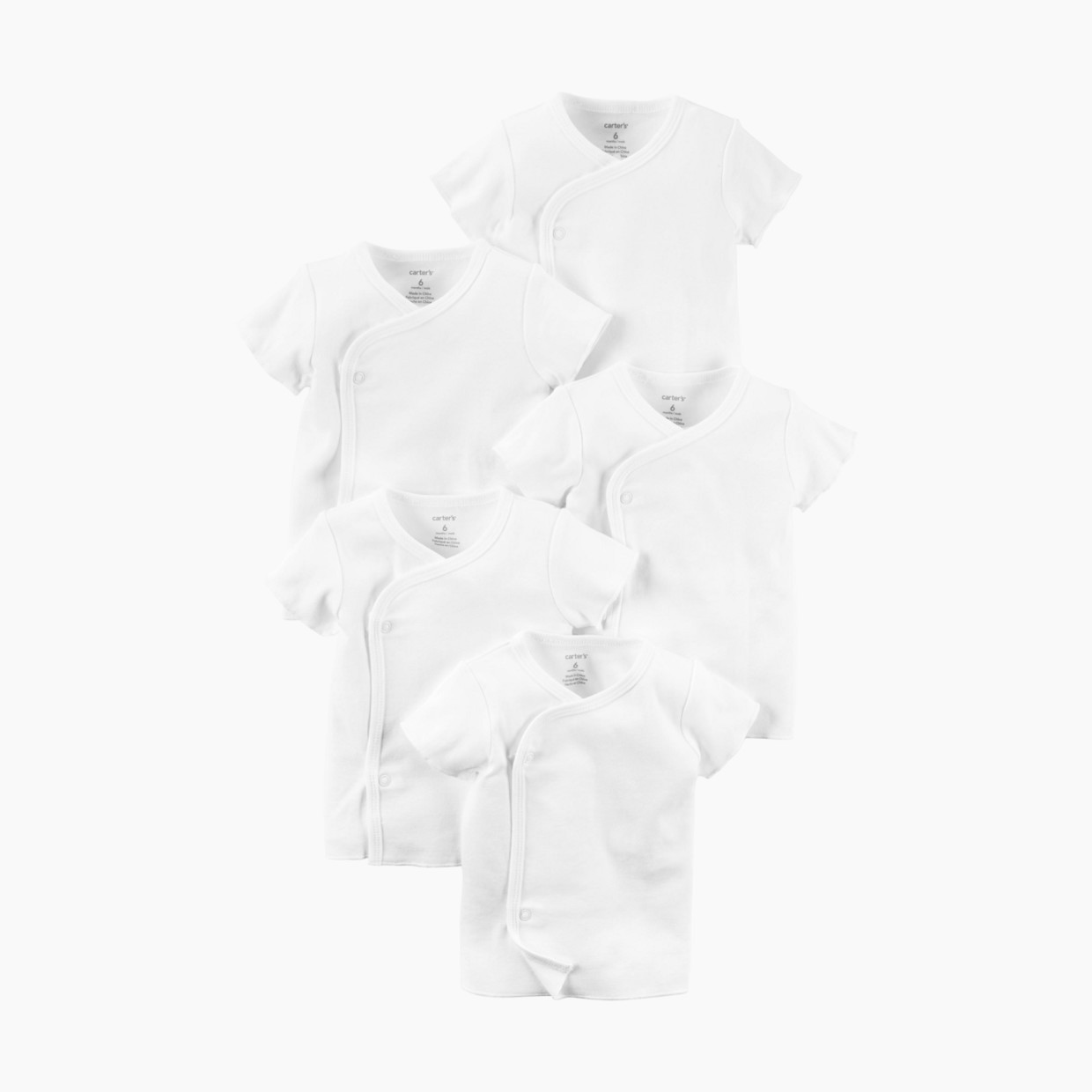 Carter's Side-Snap Tees (5 Pack) - White, Nb.