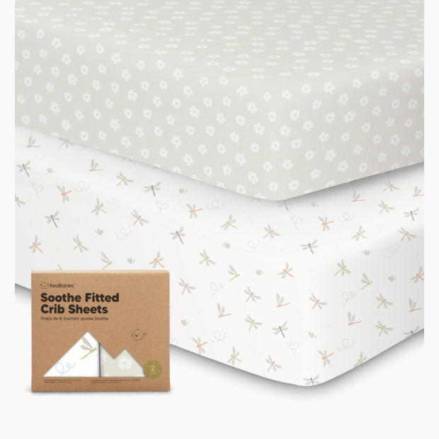KeaBabies Soothe Fitted Crib Sheets - Meadow, 2.