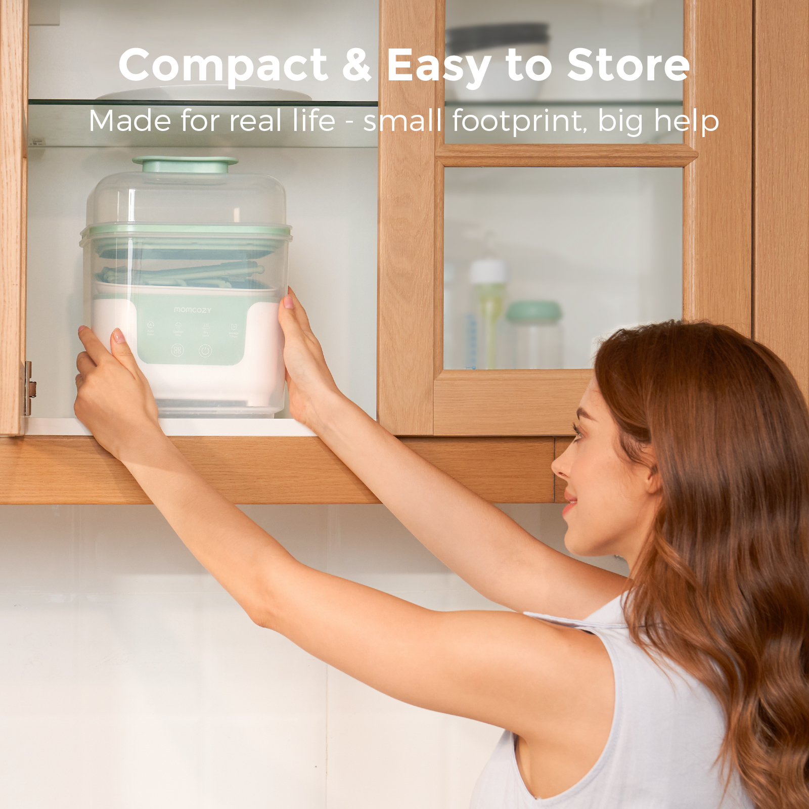 Momcozy 4-in-1 Compact Bottle Sterilizer and Dryer.