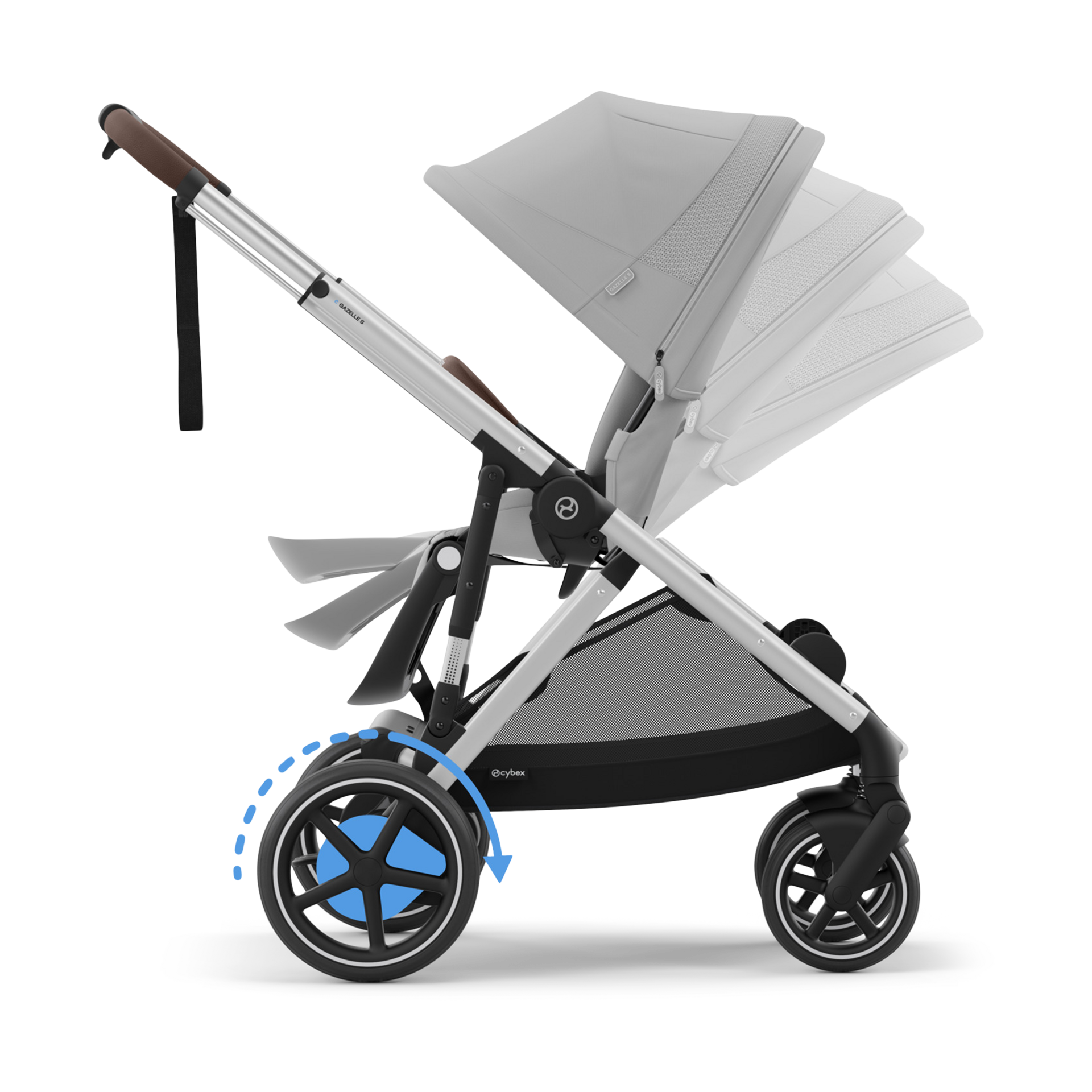 Cybex eGazelle S Electronic Assist Stroller - Silver Frame/Stone Grey Seat.