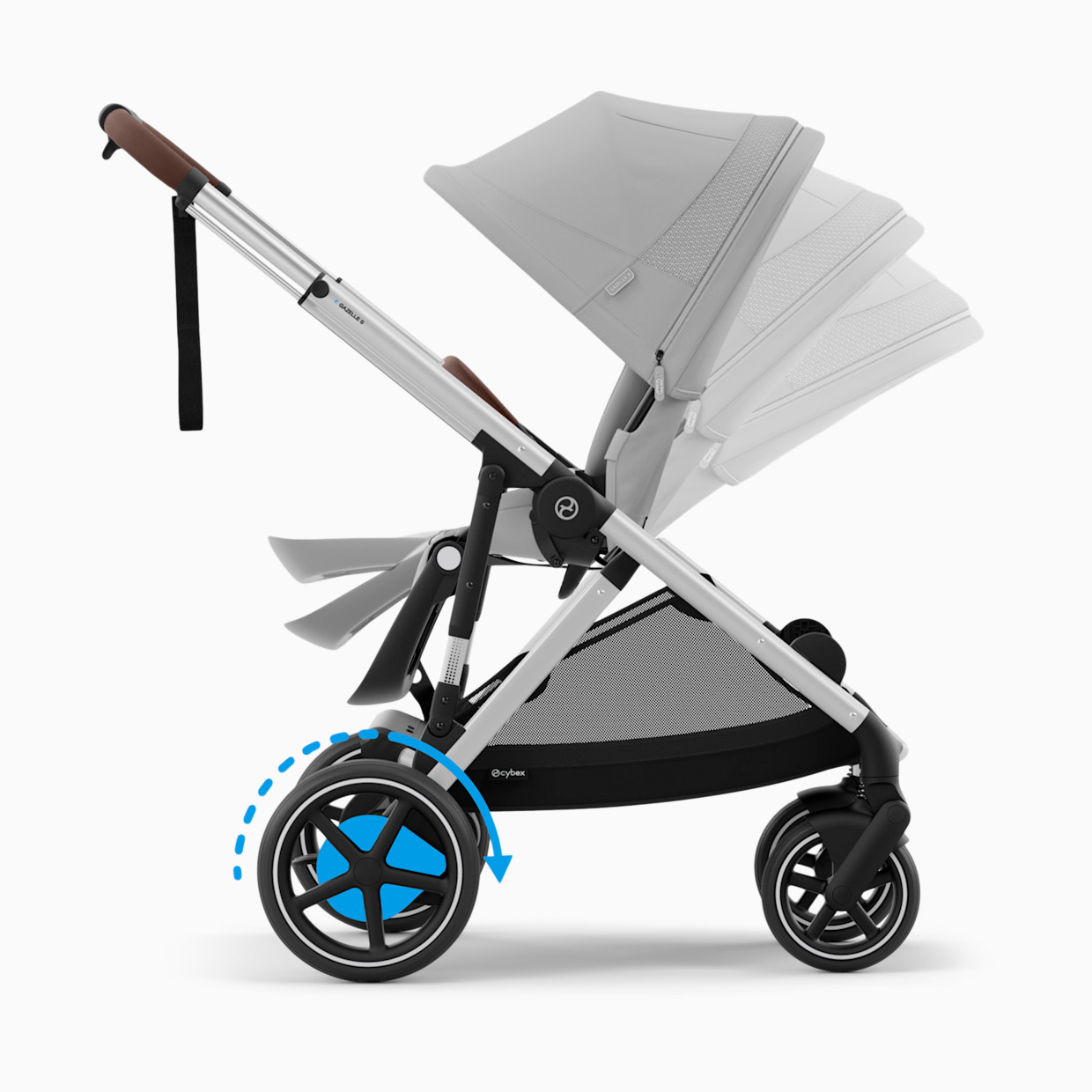 Cybex eGazelle S Electronic Assist Stroller - Silver Frame/Stone Grey Seat.