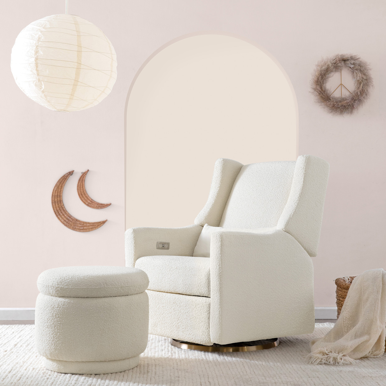 babyletto Enoki Storage Ottoman - Ivory Boucle.