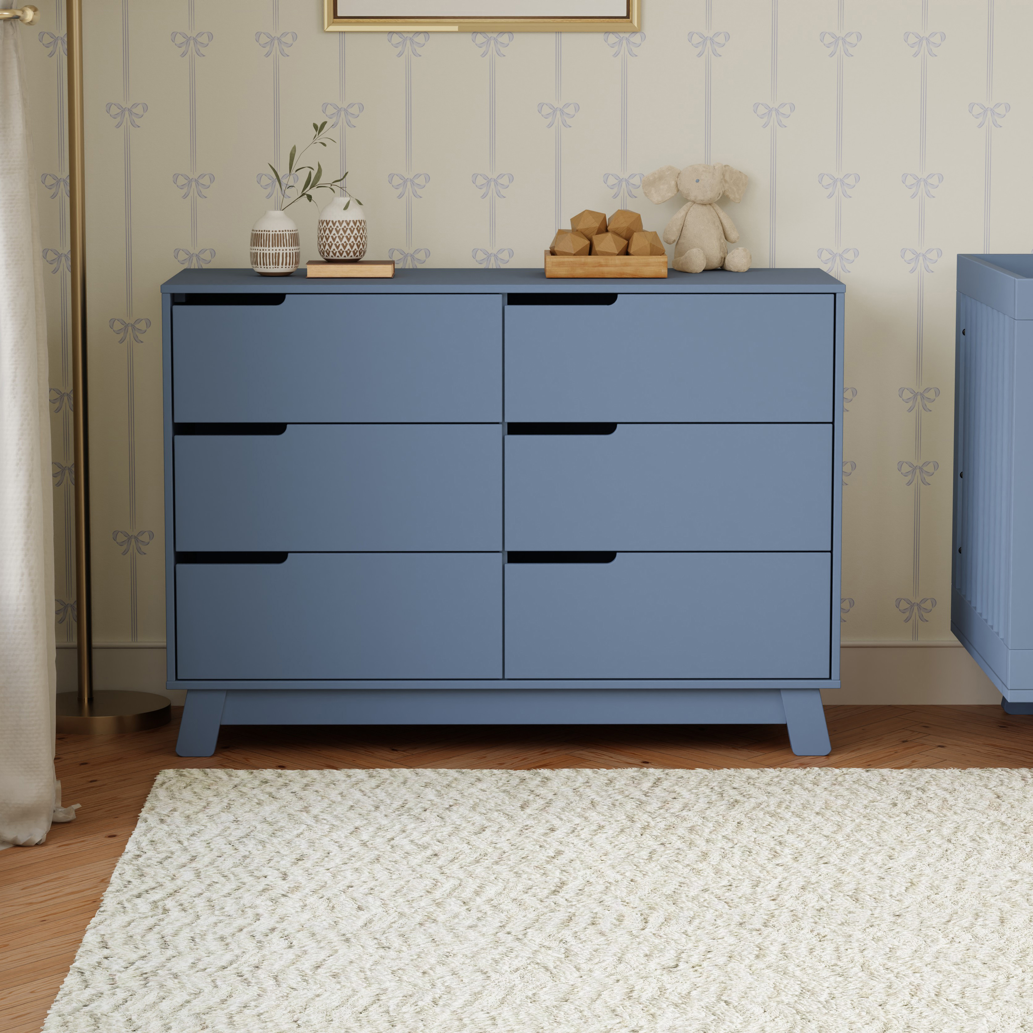 babyletto Hudson 6-Drawer Double Dresser - Cove Blue.