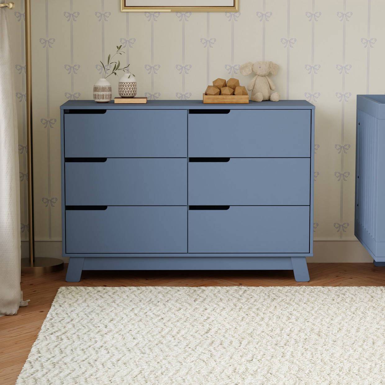 babyletto Hudson 6-Drawer Double Dresser - Cove Blue.