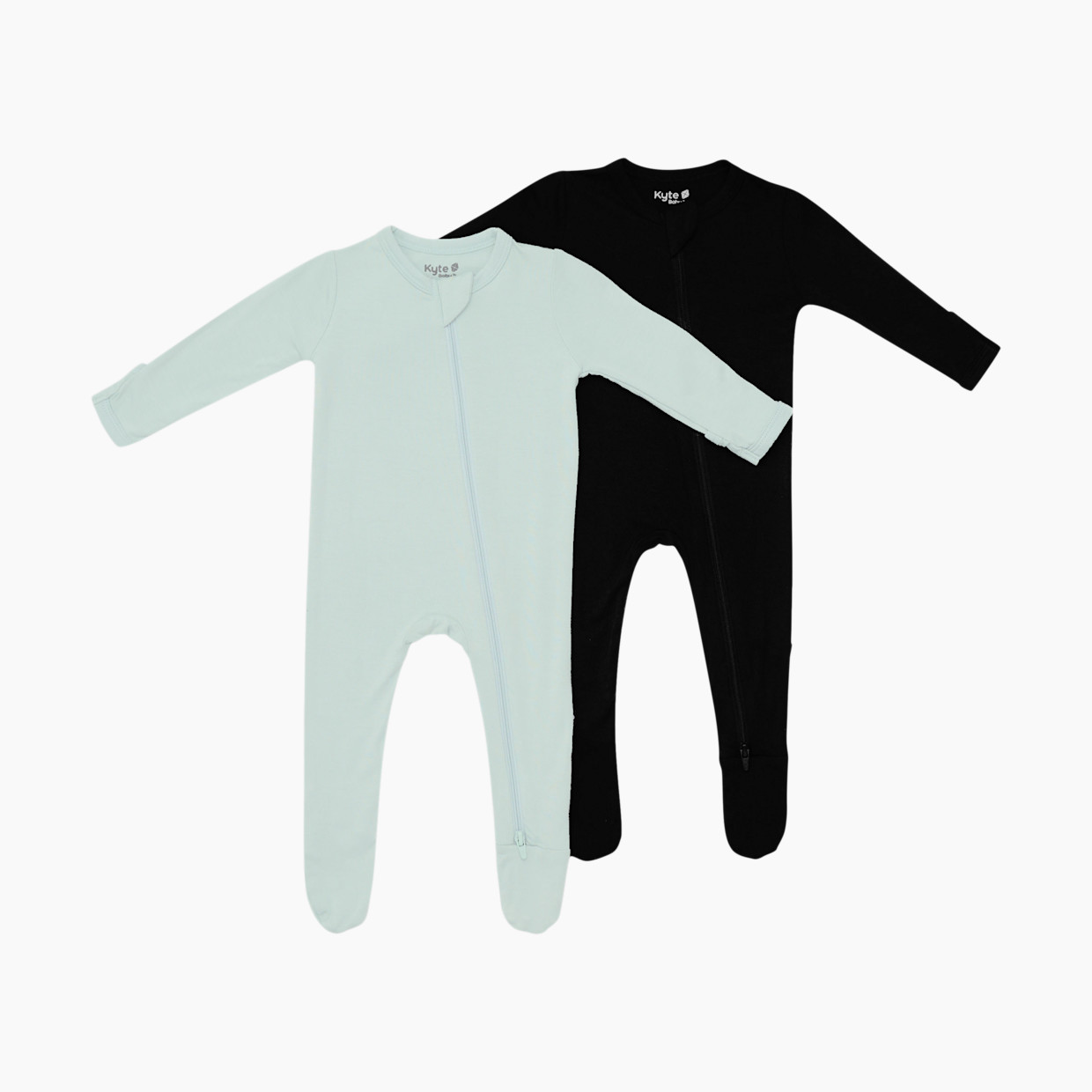Kyte Baby Zipper Footie Bundle (2 Pack) - Black/Green, 0-3 M.