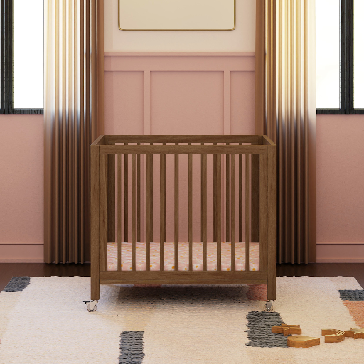 babyletto Rolli All-Stages Midi Crib Conversion Kit - Natural Walnut.