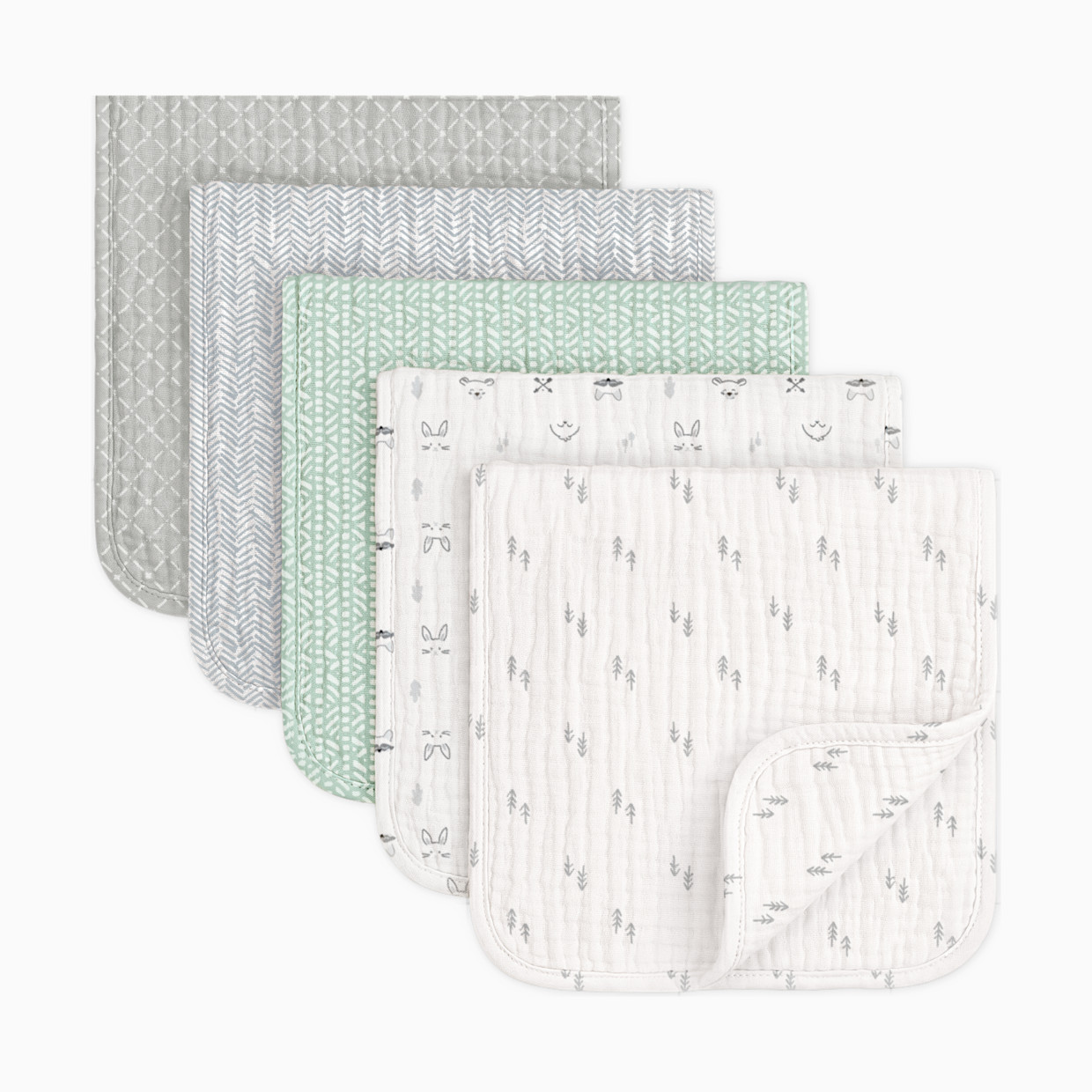 KeaBabies 5-Pack Lyra Muslin Burp Cloths - Nordic.