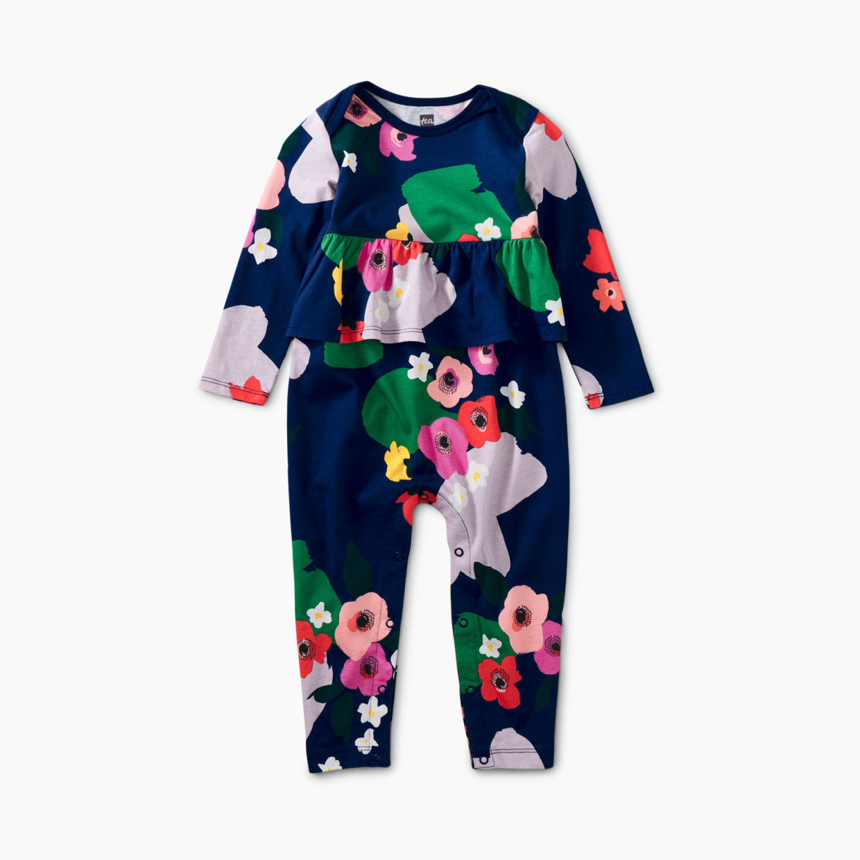 Tea Collection Pretty Peplum Baby Romper - Scottish Painted Floral, 0-3 M.