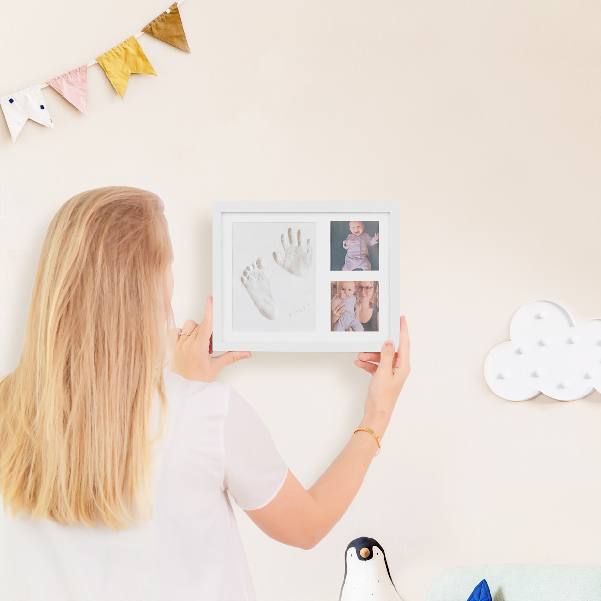 KeaBabies Baby Handprint & Footprint Keepsake Solo Frame - Alpine White, Solo Frame.