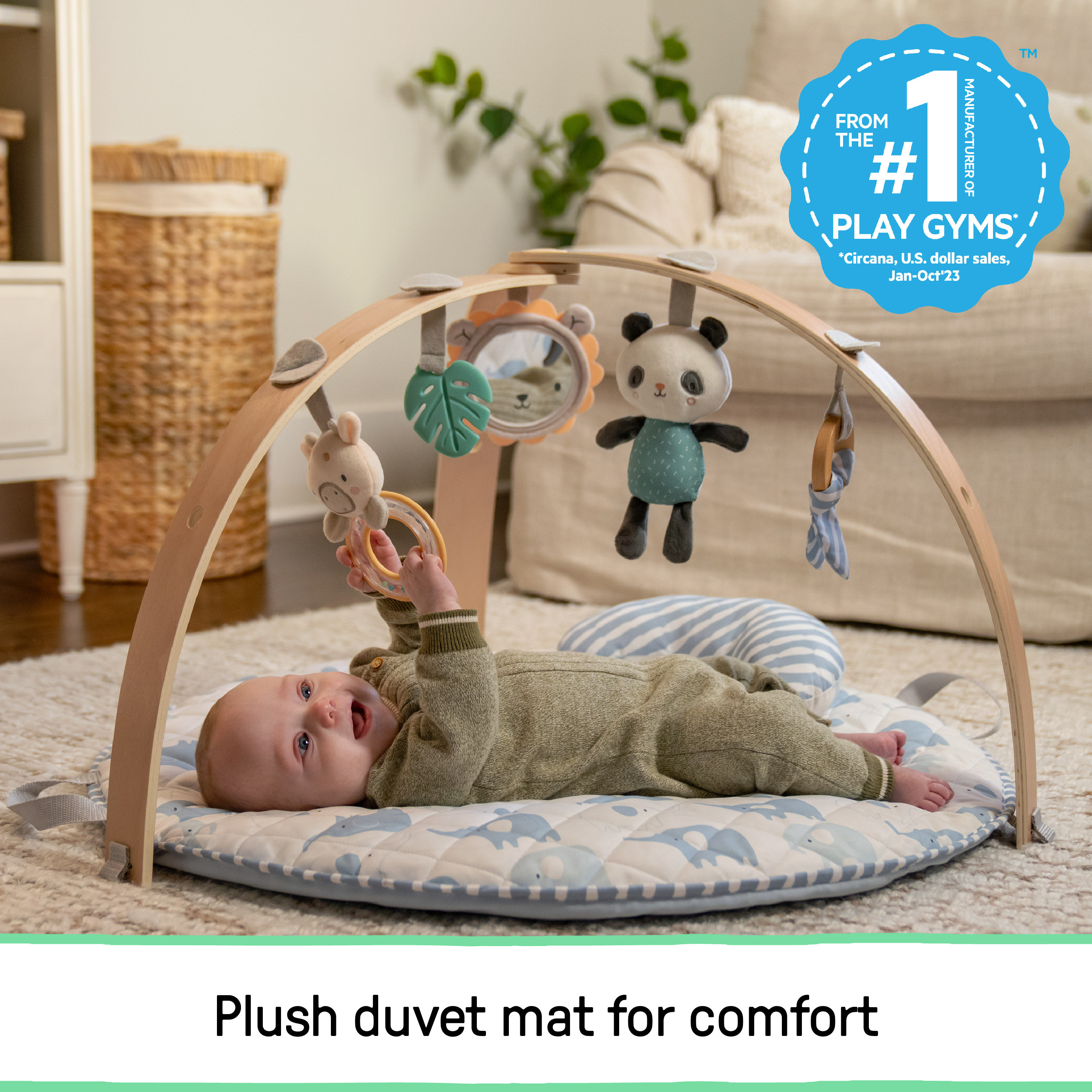 Ingenuity Cozy Spot Reversible Duvet Activity Gym - Elephant March.