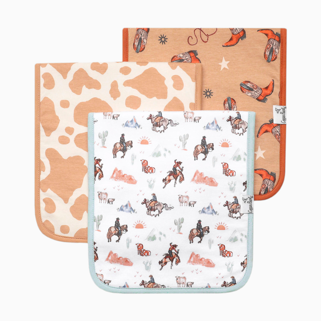 Copper Pearl Printed Burp Cloth Set - Boone.