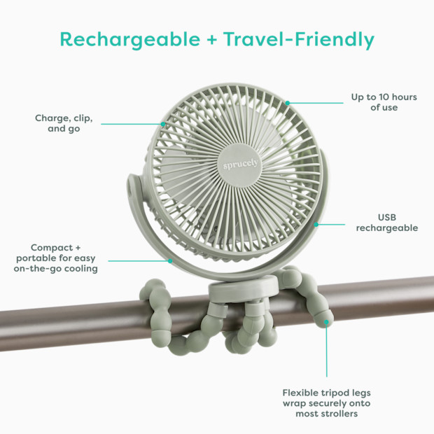 Sprucely Rechargeable Portable Stroller Fan.